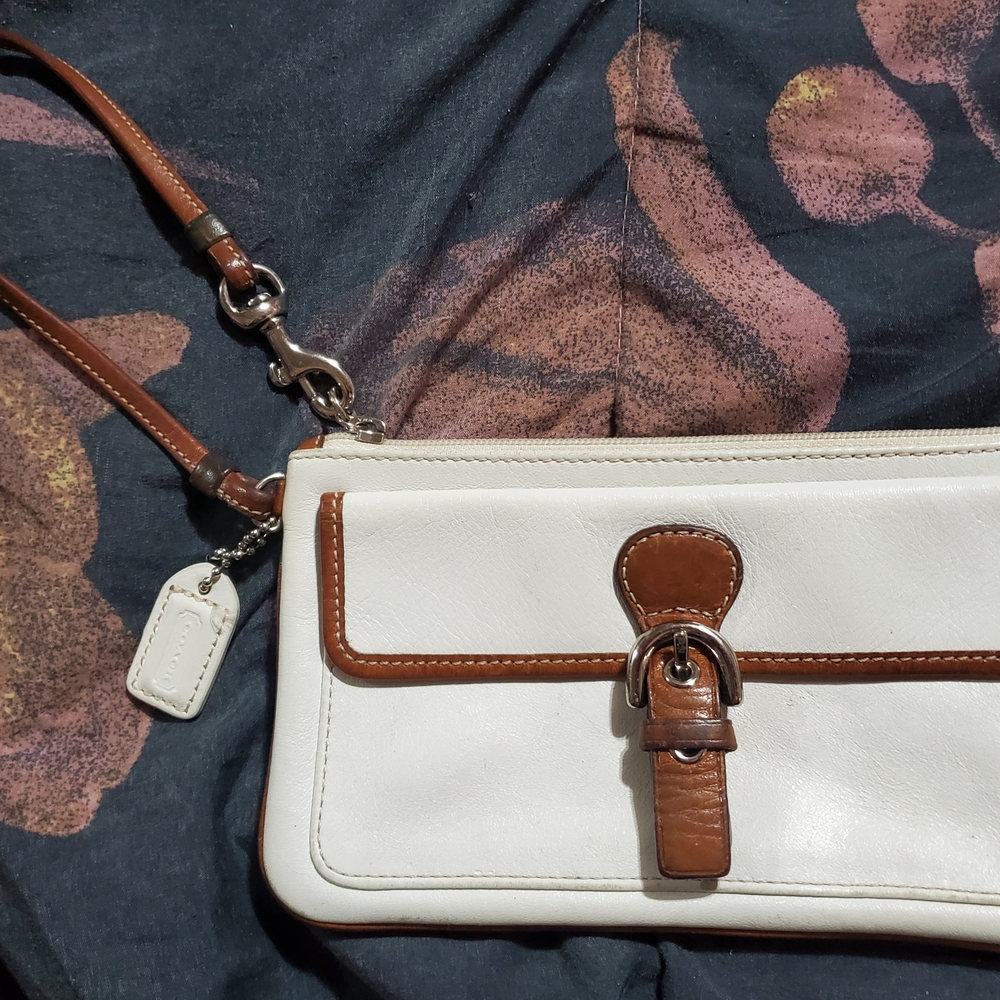 White and Brown Leather Women's Bag